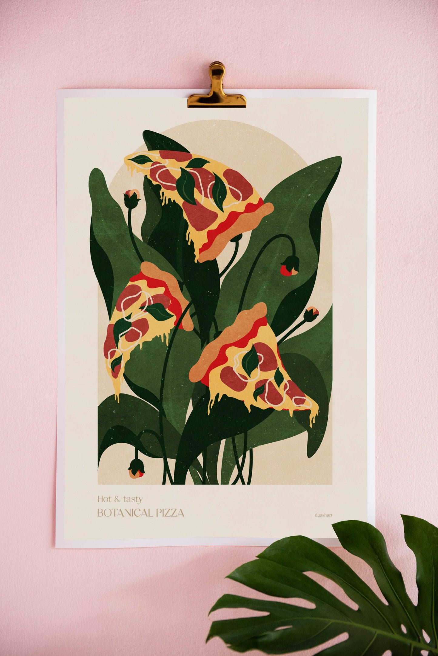 Botanical vintage pizza poster for modern kitchen and dining room decor Printable wall art INSTANT DOWNLOAD