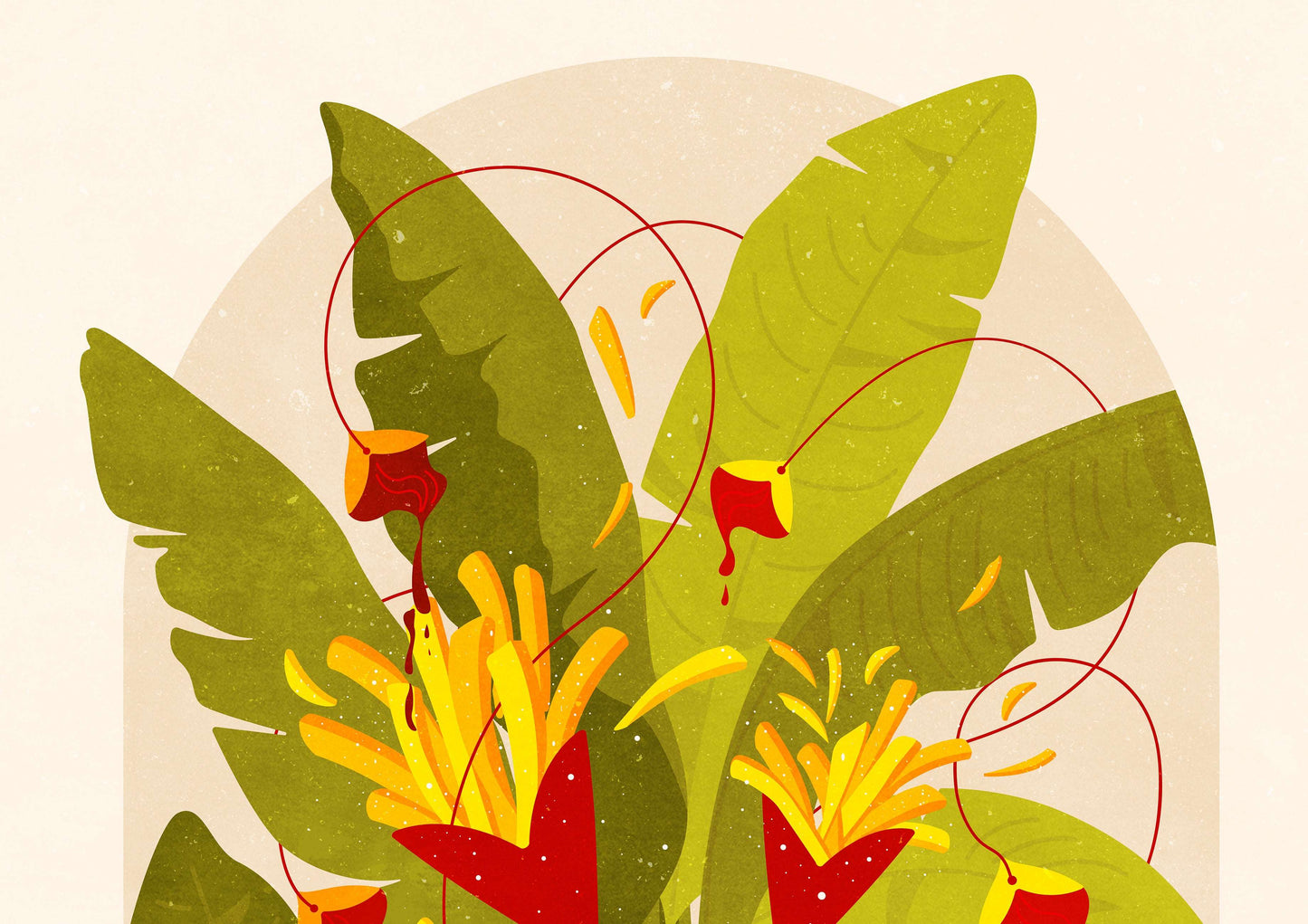 Botanical vintage light green french fries poster details