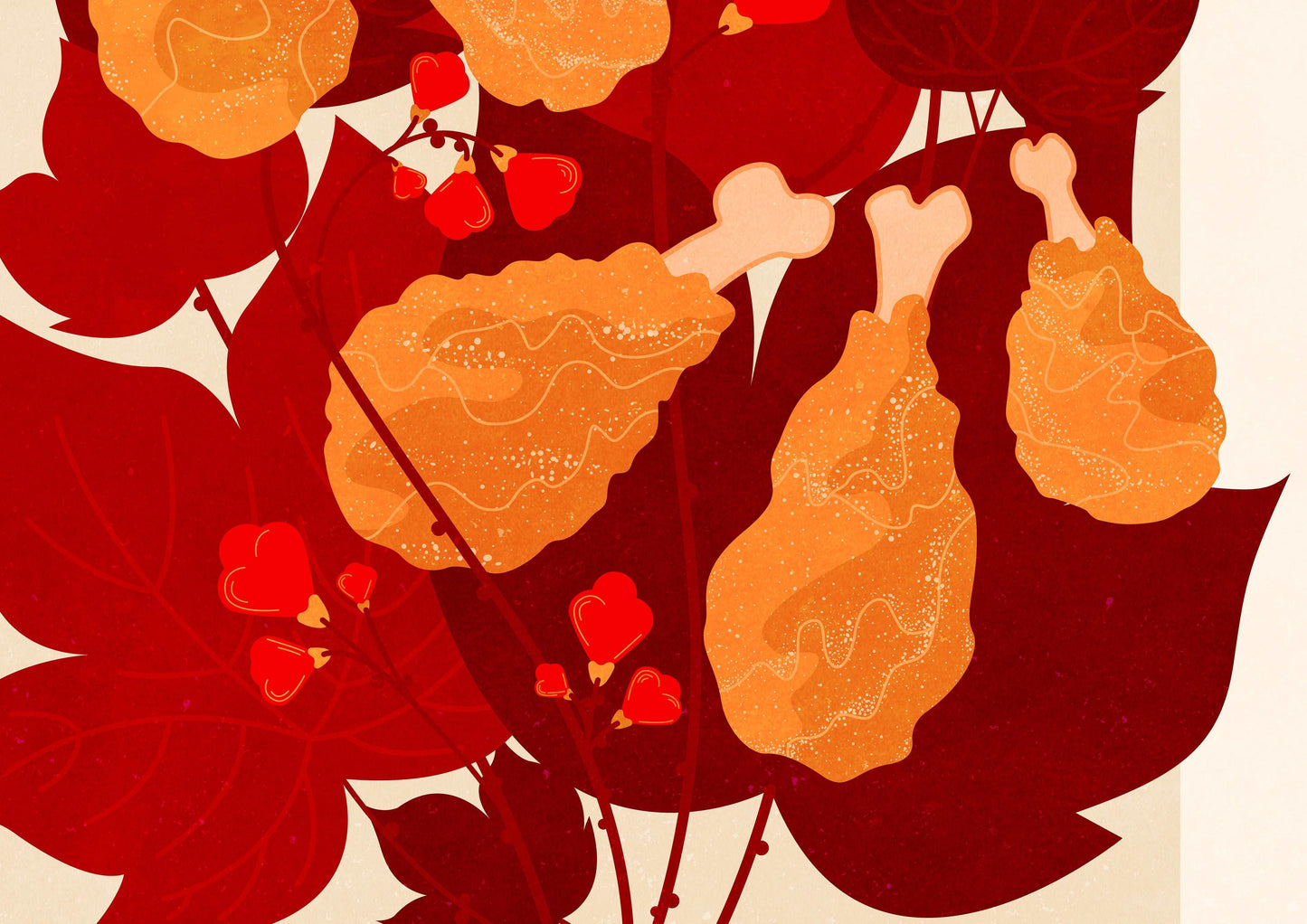 Details Botanical vintage fried chicken poster
