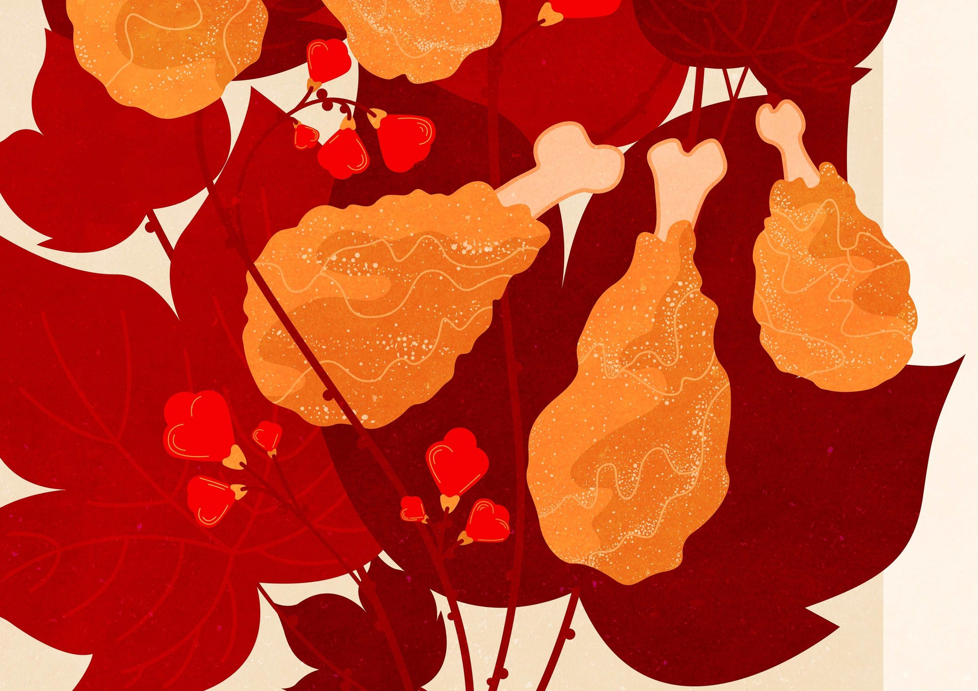 Details Botanical vintage fried chicken poster