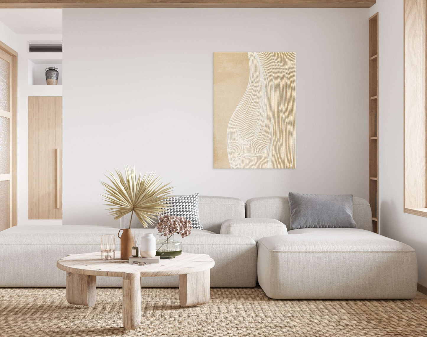 Beige abstract line female poster / Printable wall art for Bedroom wall decorI NSTANT DOWNLOAD