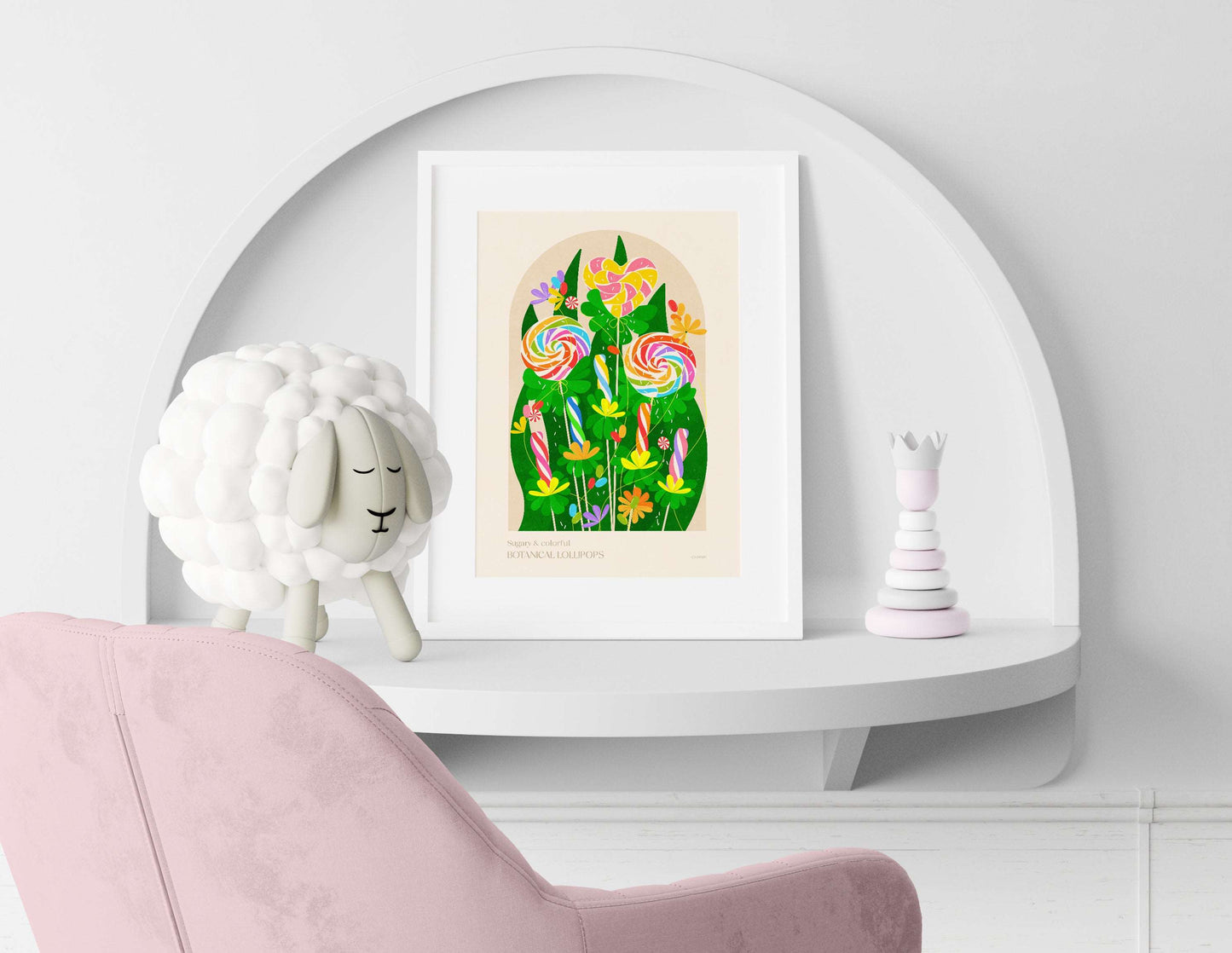 Botanical lollypop candies poster & Rainbow sweets Printable wall art for kids room decor INSTANT DOWNLOAD
