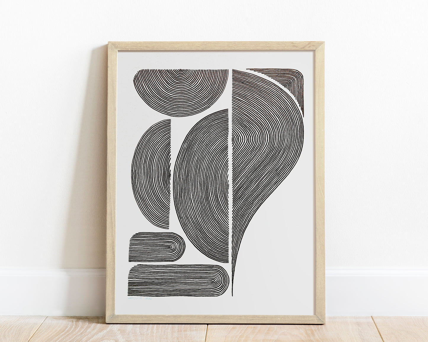 №11 Black and white geometric abstract line shapes artwork for New home gift UNFRAMED