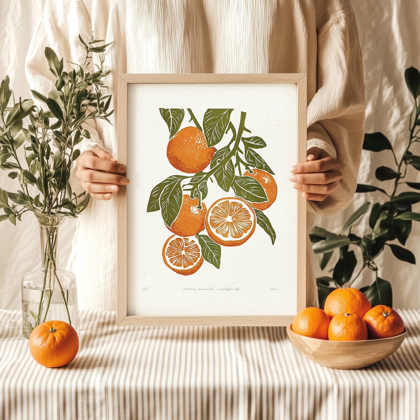 Sage green orange fruits «Sagren Oranges N1» Printable linocut wall art poster, fruit wall art, farm decor, contemporary art, relief textured, large wall art, moody wall art, trendy wall art, aesthetic wall art, funny modern poster, retro wall art, vintage poster, bedroom wall decor, modern kitchen art, dining room decor, bathroom prints, living room wall art, coquette room decor, preppy room decor, dorm room decor, laundry room decor, mens room decor, nursery wall art, home office decor, kids room decor