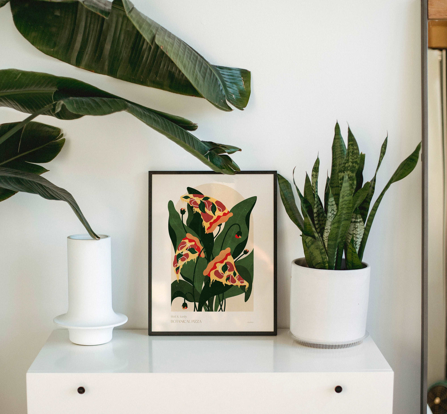 Botanical vintage pizza poster for modern kitchen and dining room decor Printable wall art INSTANT DOWNLOAD