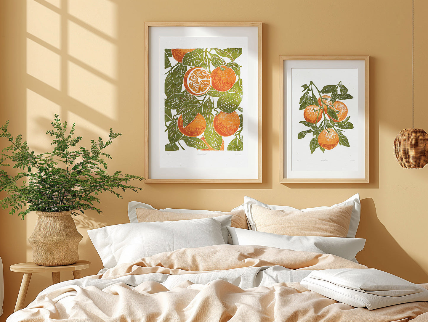 Printable linocut fruits prints Vintage sage green oranges Gallery wall set of 2 Relief wall art decor Digital modern kitchen food poster Living room wall art Nature lover gift fruit prints lino Cottagecore decor downloadable instant download kitchen Bedroom doorm entryway farm farmhouse rustic modern branch foraged food