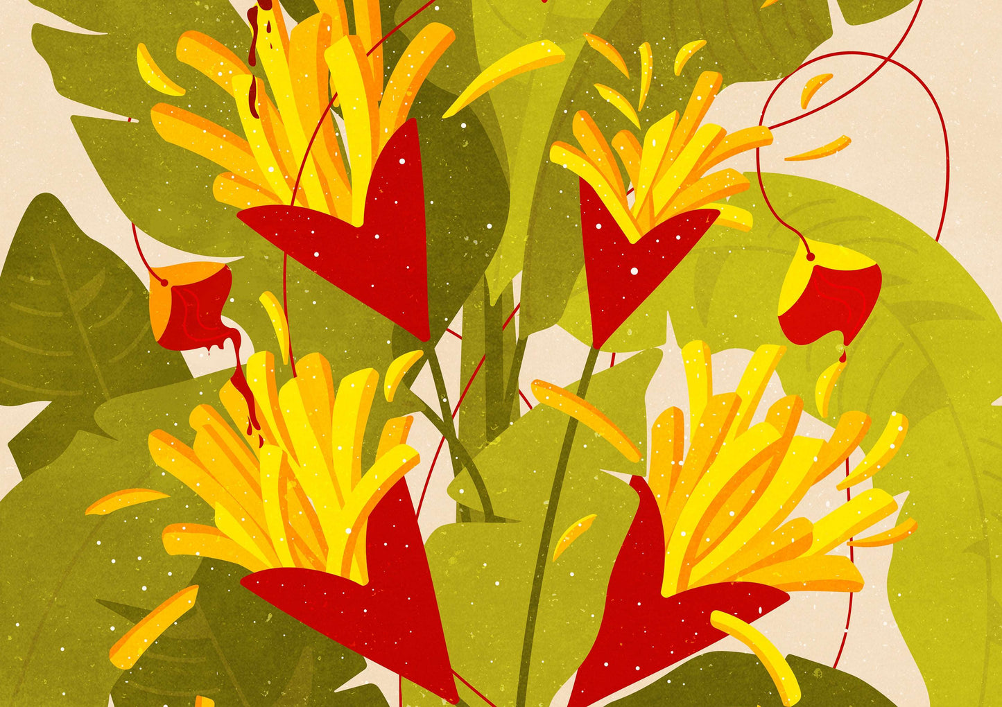 Botanical vintage light green french fries poster details