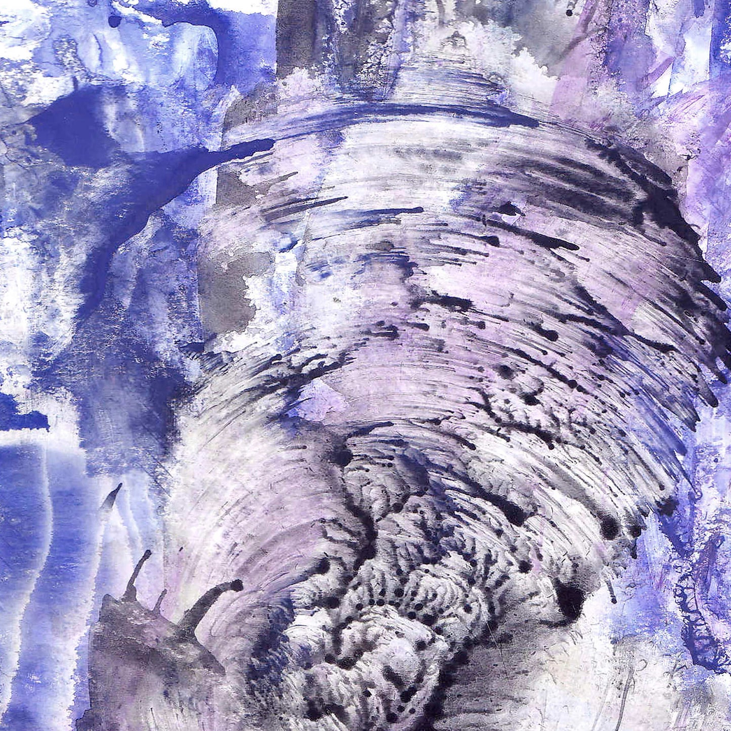 Black blue and purple abstract monotype «Textured Impressions II» wall poster