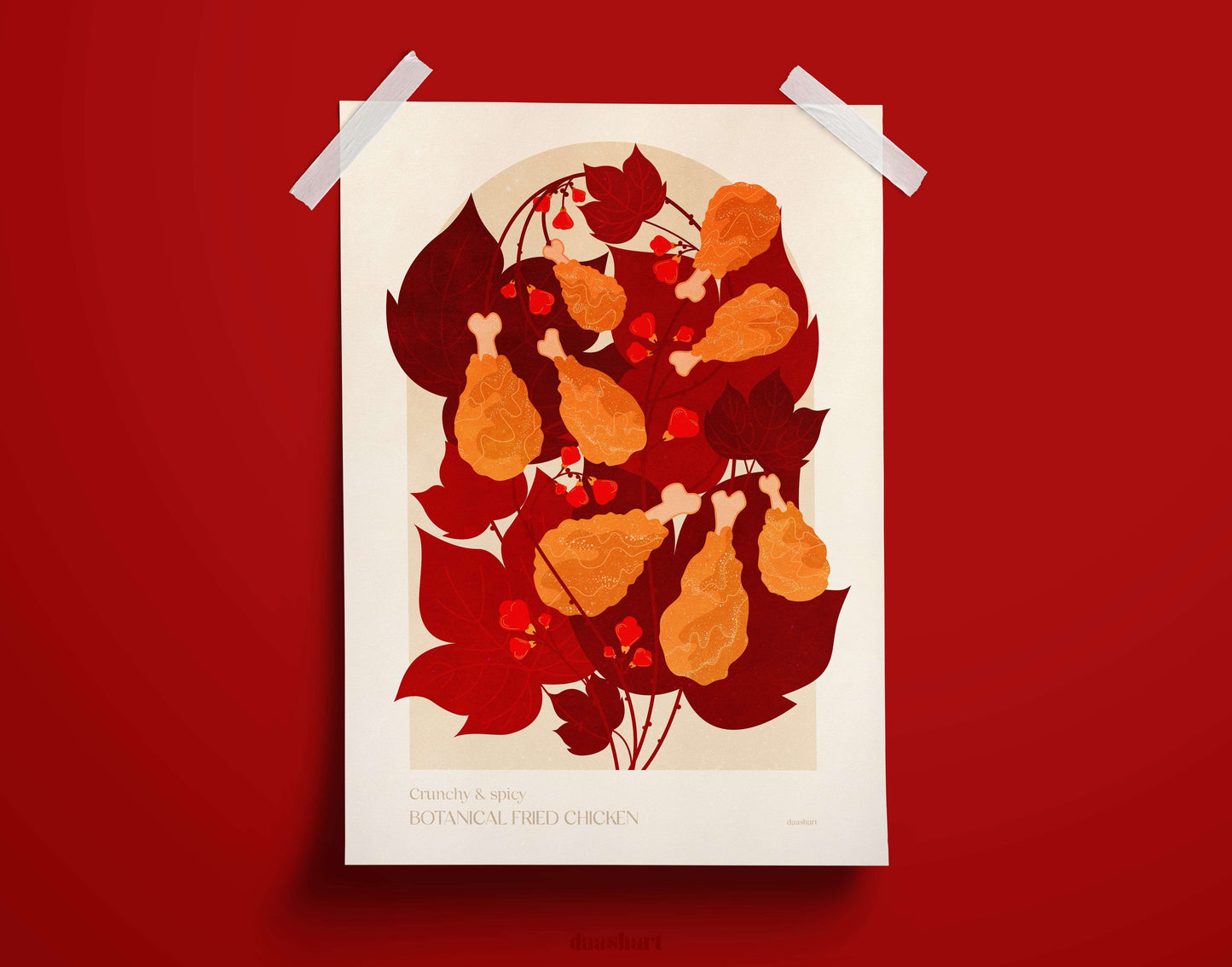 Details Botanical vintage fried chicken poster