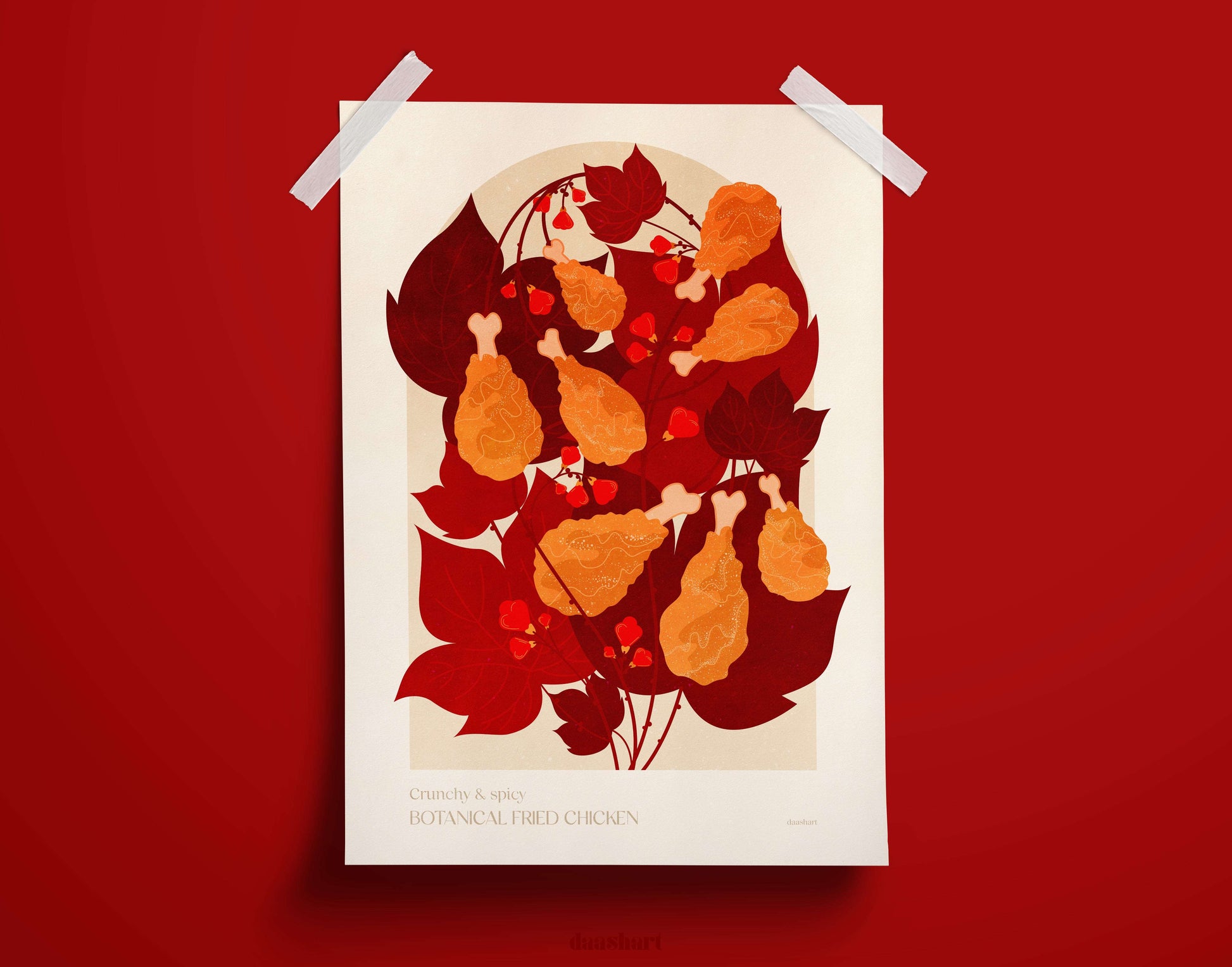 Details Botanical vintage fried chicken poster