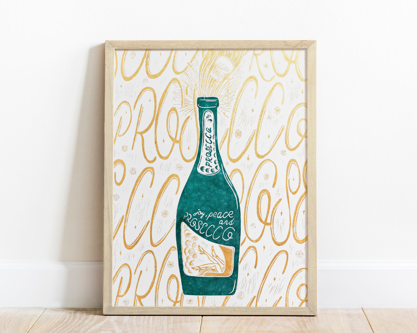 Linocut print Prosecco alcohol original artwork Holiday winter wall art Modern kitchen art or Bar decor UNFRAMED, relief printmaking art, handmade print, Lino print, Living room wall art, Linogravure, Gift for girlfriend, cheers, girls art, Aesthetic wall art, Modern kitchen art, Festive wall art decoration