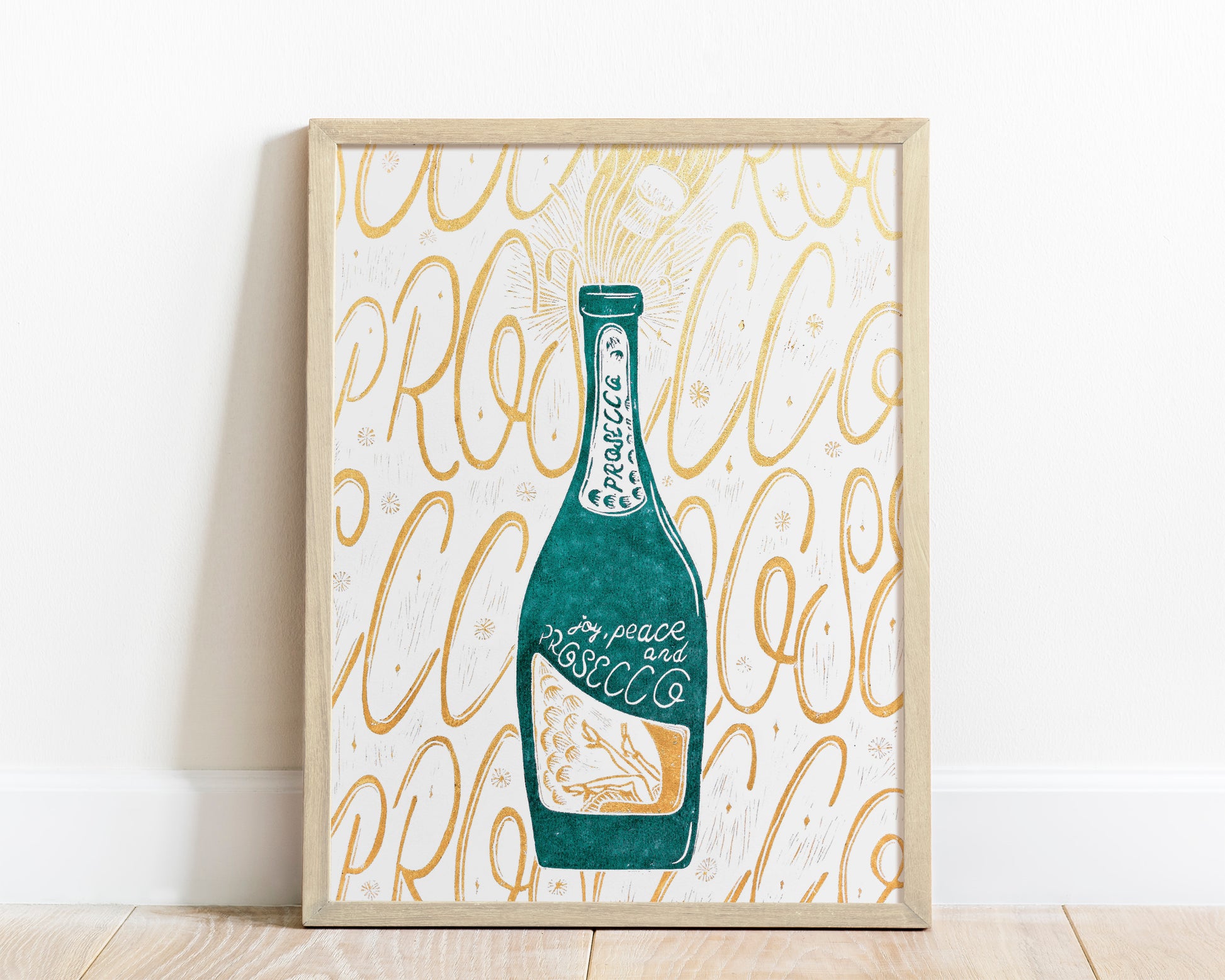 Linocut print Prosecco alcohol original artwork Holiday winter wall art Modern kitchen art or Bar decor UNFRAMED, relief printmaking art, handmade print, Lino print, Living room wall art, Linogravure, Gift for girlfriend, cheers, girls art, Aesthetic wall art, Modern kitchen art, Festive wall art decoration
