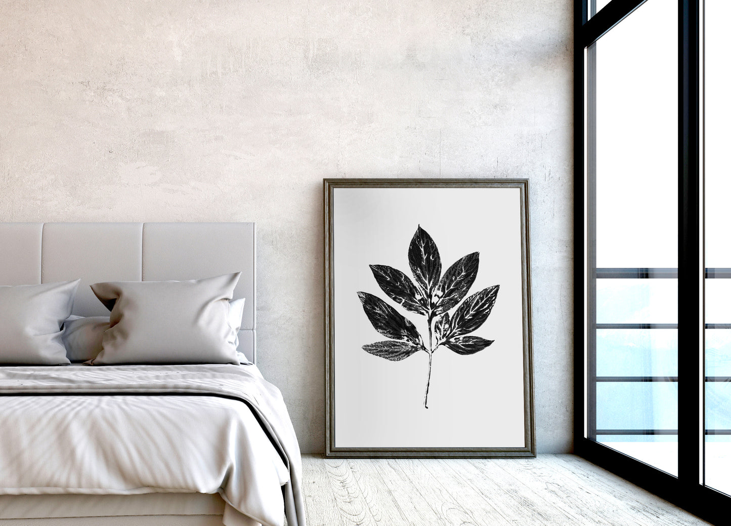Black large monotype leaves Printable wall art Vintage classical minimalist poster Botanical prints for Farmhouse decor INSTANT DOWNLOAD Farm foraged cottagecore Bedroom Living room Kitchen Housewarming New first home gift