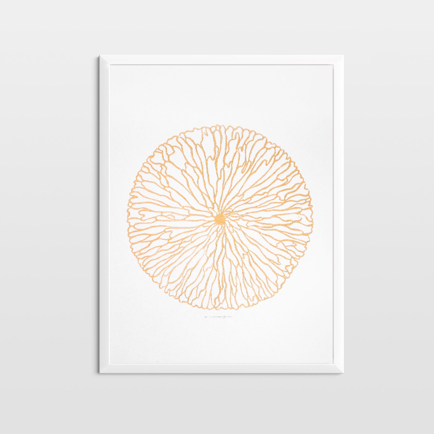 Gold abstract flower Linocut print for New home gift UNFRAMED