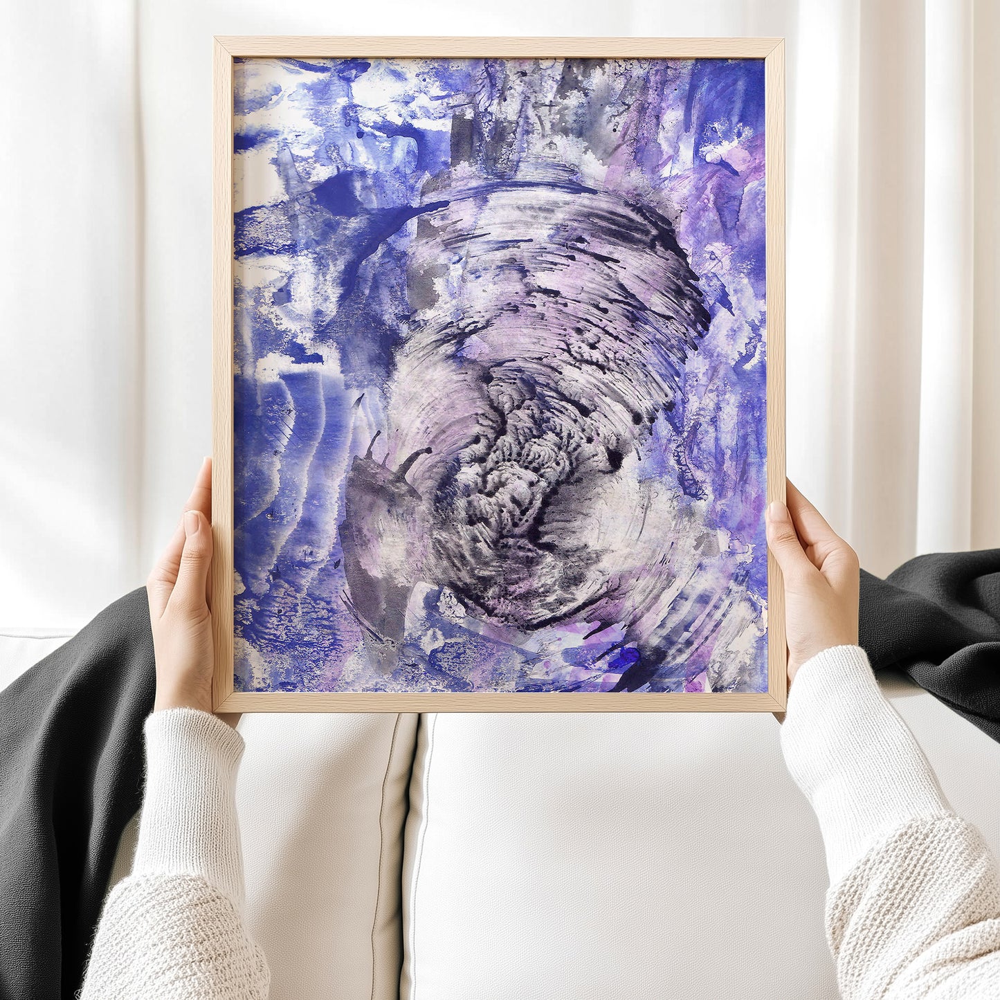 Black blue and purple abstract monotype «Textured Impressions II» wall poster, moody wall art, trendy wall art, aesthetic wall art, bedroom wall decor, modern kitchen art, dining room decor, bathroom prints, living room wall art, dorm room decor, laundry room decor, mens room decor, home office decor