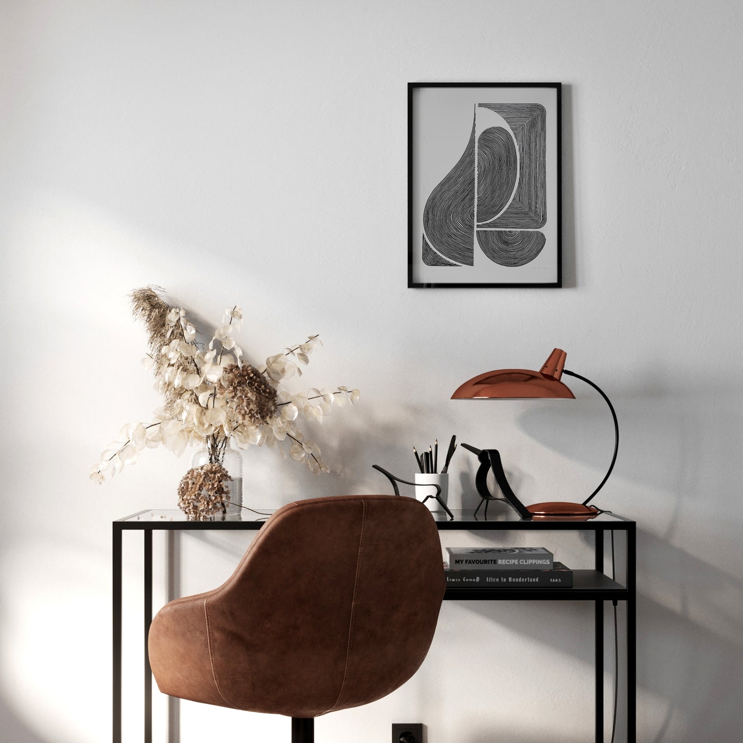 №12 White and black geometric abstract line shapes artwork for New home gift UNFRAMED for living room, or bedroom original artwork