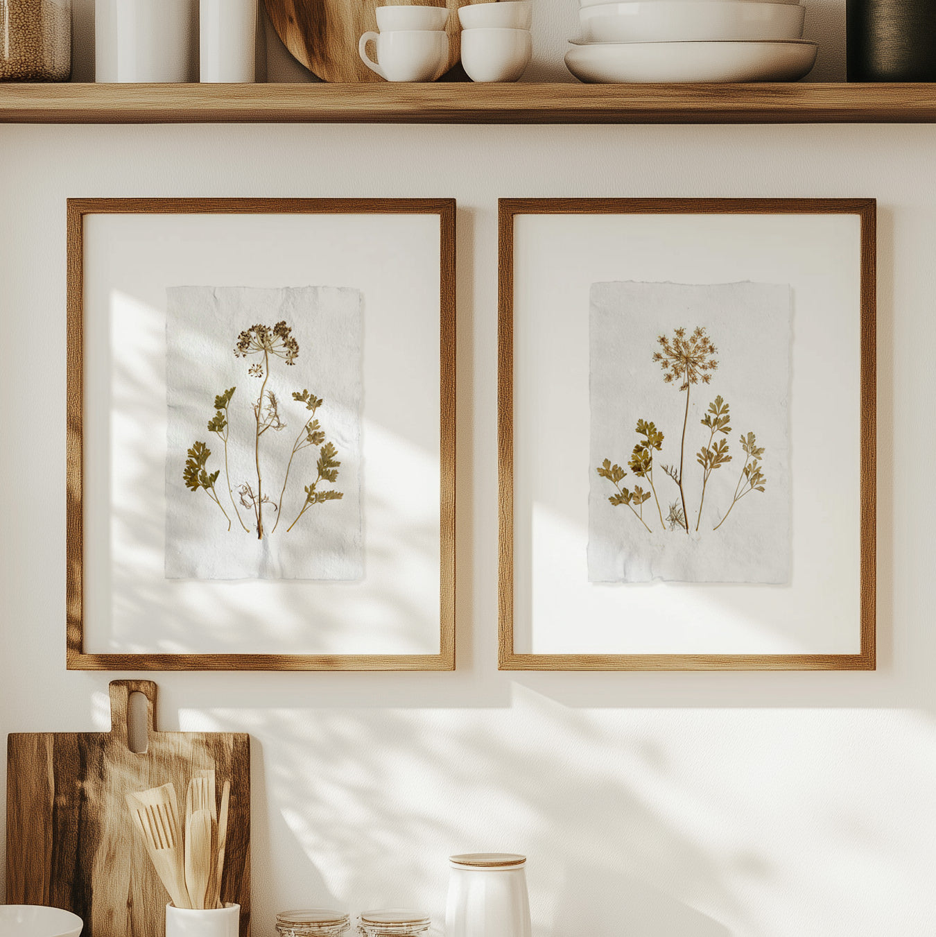 gallery wall with hanging plants Gallery wall set of 2 brown fennel and green parsley dried plant Origi – daashart