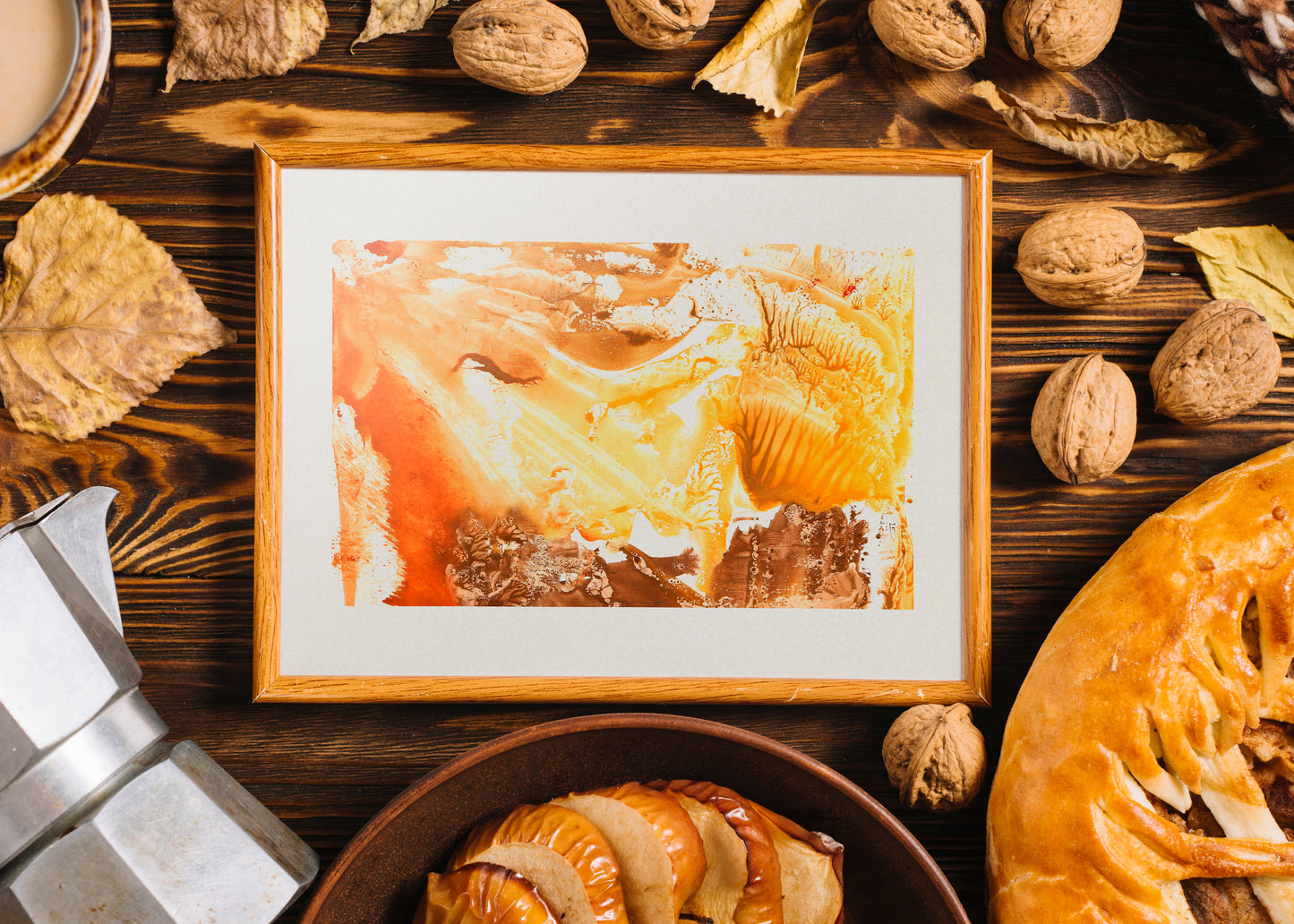 Autumn wall art Warm tones abstract painting monotype poster Printable Fall foraged decor for Bedroom Kitchen Living room INSTANT DOWNLOAD Contemporary farm