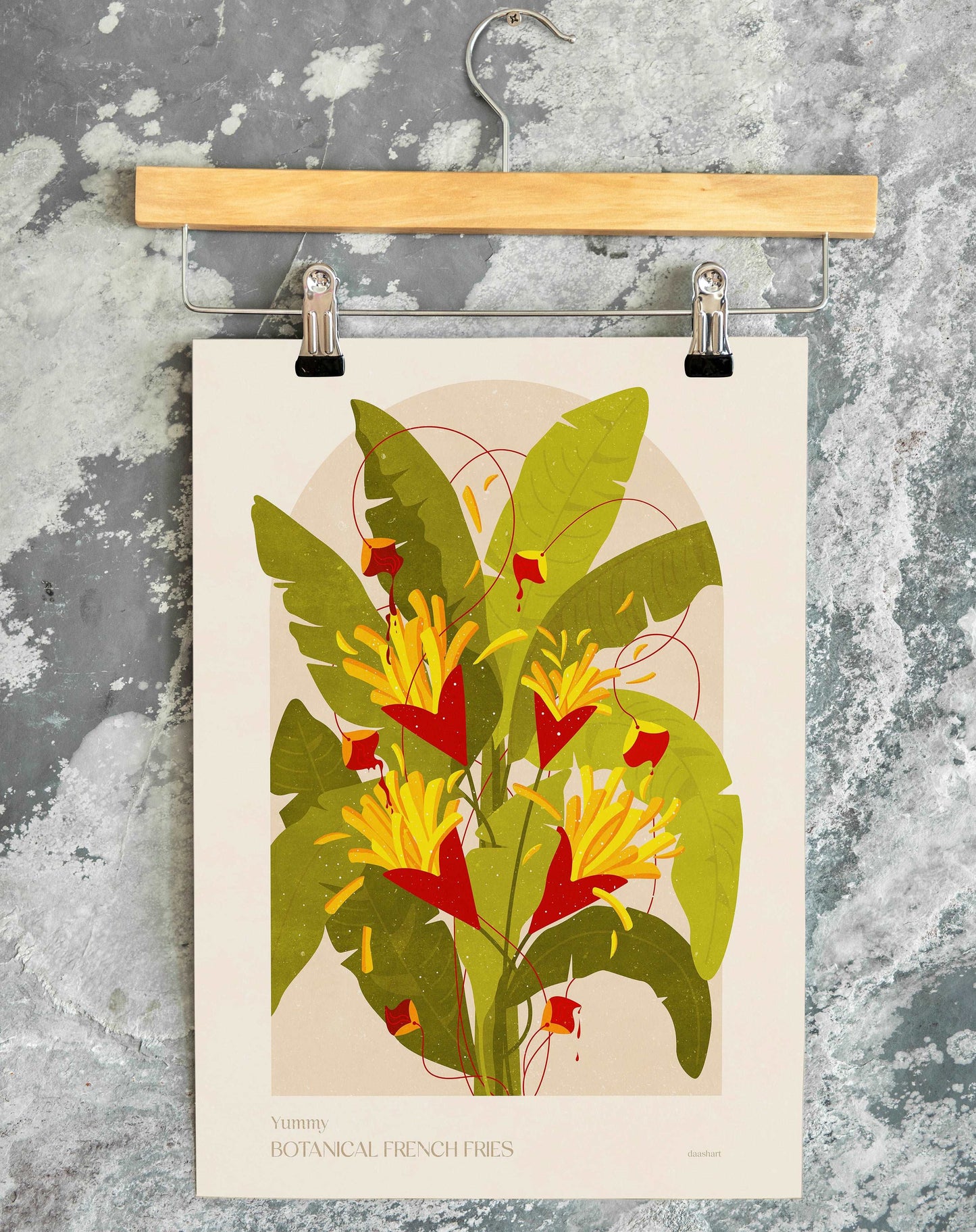 Botanical vintage light green french fries poster Printable wall art for modern kitchen and bedroom room decor