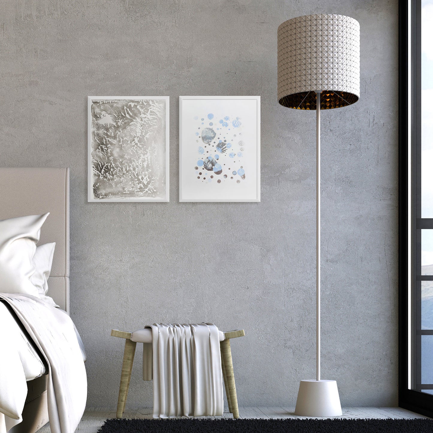 Abstract light blue snow Silver relief texture Holiday winter wall art Gallery wall set of 2 Monotype prints Original artwork New home gift, bedroom or living room wall decoration, Relief print, Printmaking art, Minimalist Festive scandinavian decor, winter wall art
