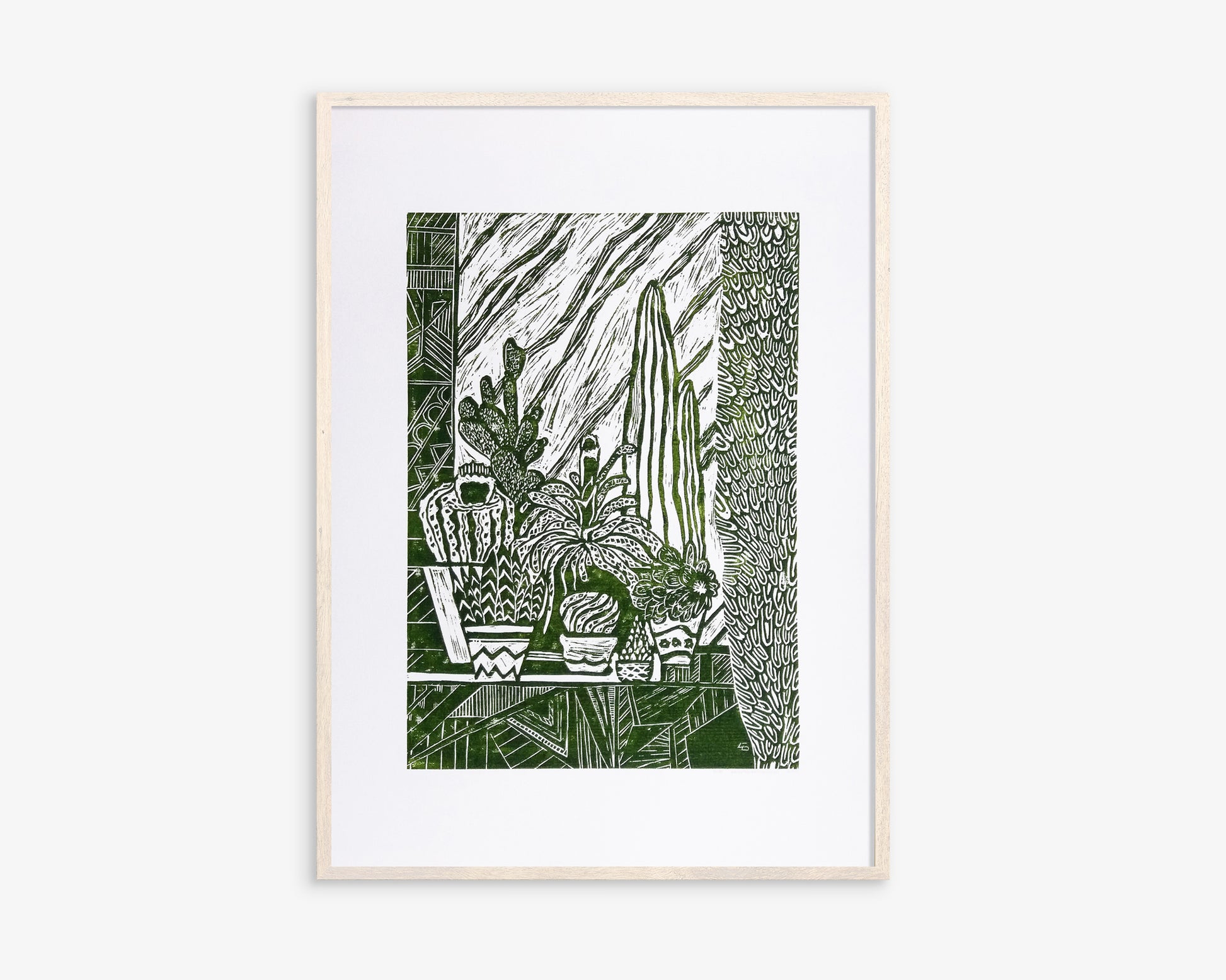 White and green Botanical cactuses illustration Linocut print for Farmhouse gift UNFRAMED, original artwork, relief print, printmaking art, lino print, linogravure, handmade wall art, new home gift, farmhouse decor, housewarming gift, living room wall art, dining room art, farm kitchen art, bedroom wall decor, autumn art, fall wall art, seasonal wall decor, aesthetic wall art, cottagecore wall art, foraged wall decor, Illustration print, cactus