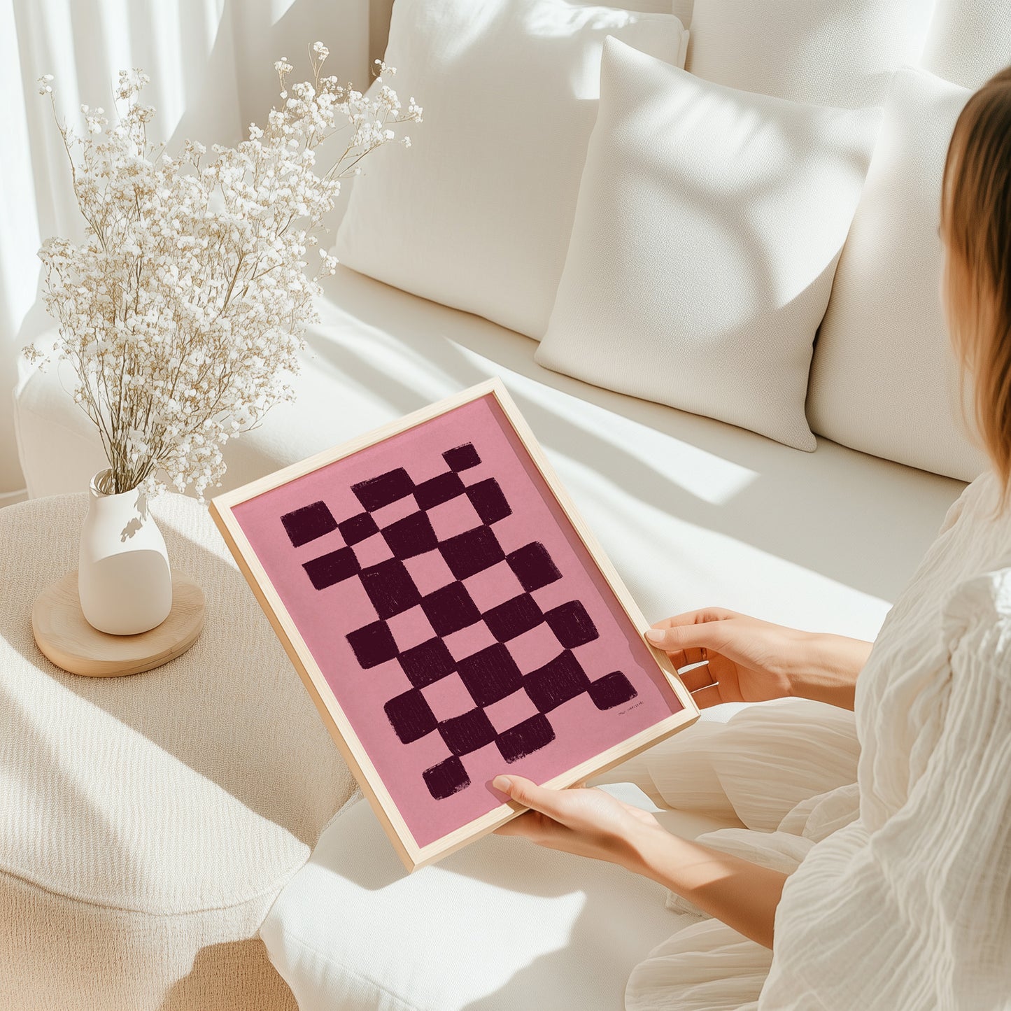 Burgundy Pink Checkered Printable Wall Art Trendy Large Prints Living Contemporary Decor Mid Century Modern Preppy Room Decor Digital Poster girly wine femine 
sister in law gift, niece gift from aunt, new grandma gift, mothers day gift from daughter, mothers day gift ideas, gift for best friend female, college graduation gift, gift for best friend female, nurse gift, retirement gift, teacher retirement gift, going away gift for coworker, employee appreciation gift, pass the gift game, realtor closing gift