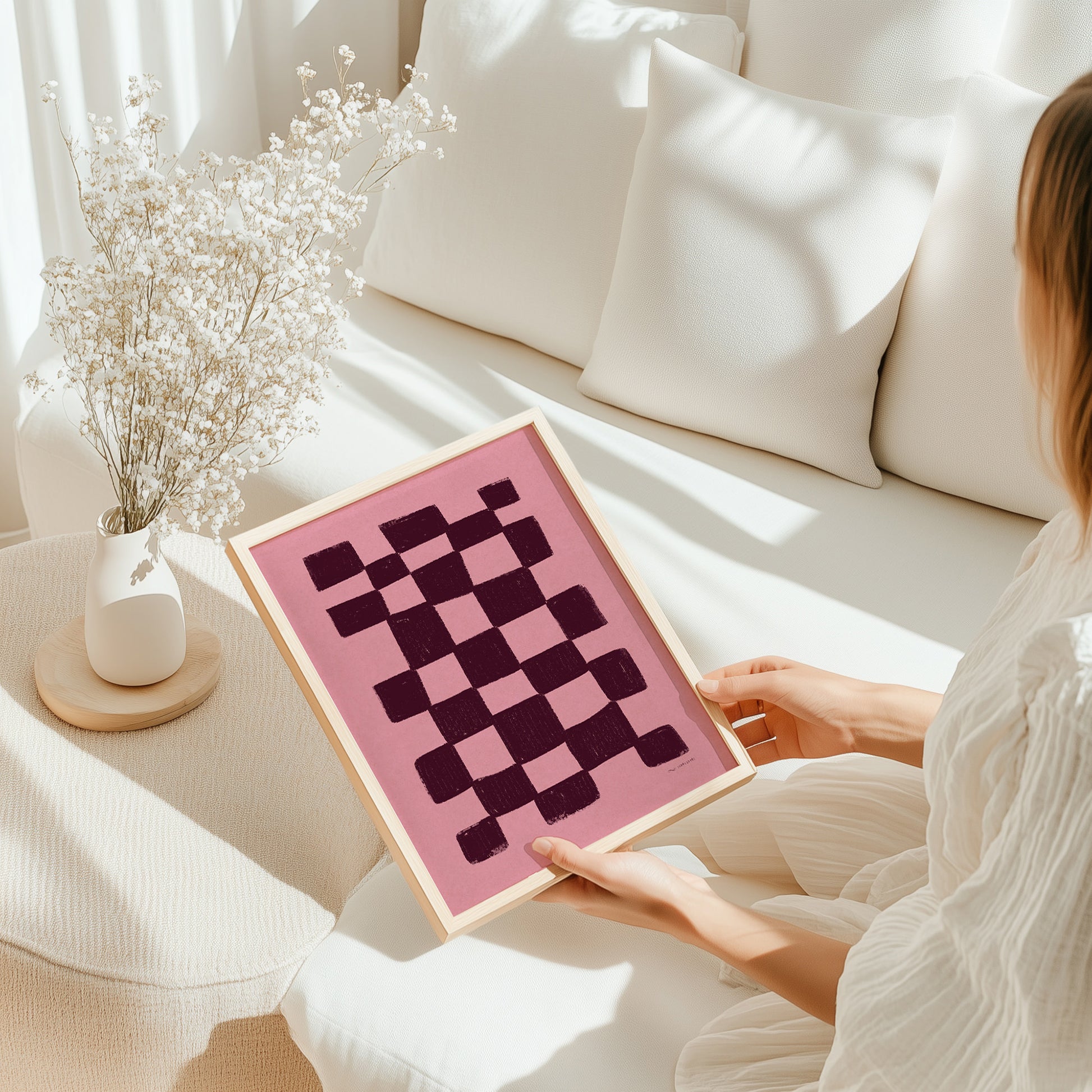 Burgundy Pink Checkered Printable Wall Art Trendy Large Prints Living Contemporary Decor Mid Century Modern Preppy Room Decor Digital Poster girly wine femine 
sister in law gift, niece gift from aunt, new grandma gift, mothers day gift from daughter, mothers day gift ideas, gift for best friend female, college graduation gift, gift for best friend female, nurse gift, retirement gift, teacher retirement gift, going away gift for coworker, employee appreciation gift, pass the gift game, realtor closing gift