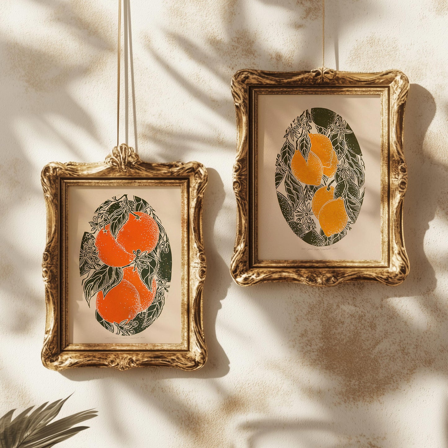 Gallery wall set of 2 Vintage lemons and oranges fruits linocut print for Kitchen art decor, one of a kind, office wall decor, nurse gift, niece gift from aunt, new mom gift, new job gift, New home gift, new grandma gift, new apartment housewarming gift, new apartment gift, nature wall ar, nature print, Nature original art, nature lover gift, mothers day gift ideas, mothers day gift from daughter, mothers day gift, mother in law gift, mom birthday gift, Modern kitchen art