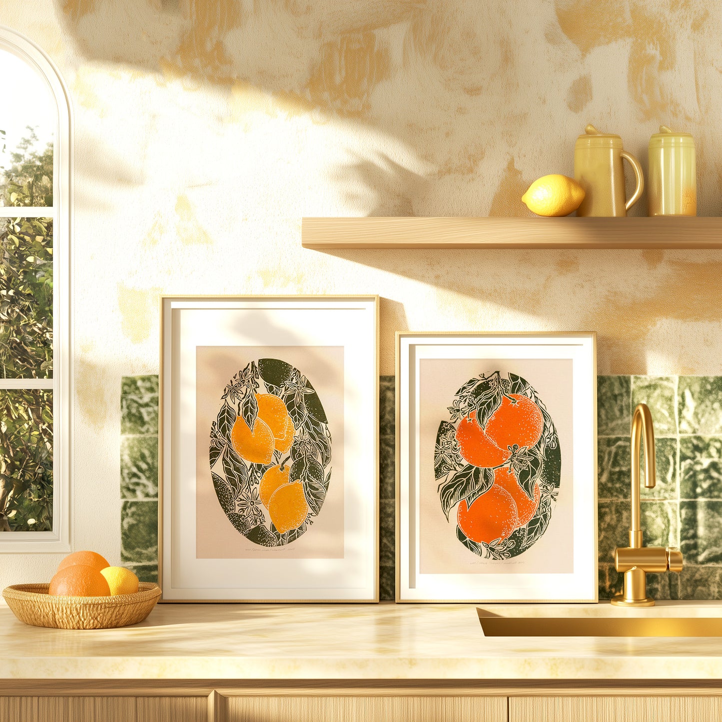 Gallery wall set of 2 Vintage lemons and oranges fruits linocut print for Kitchen art decor, Housewarming gift, hostess gift, home gift unique, heirloom gift, handmade gift for women, handmade gift for the home, grandmother gift, grandma gift, going away gift for coworker, godparent gift, godmother gift, girlfriend gift, gift for the home, gift for best friend female, Fruit wall art, foraged wall art, Floral wall art