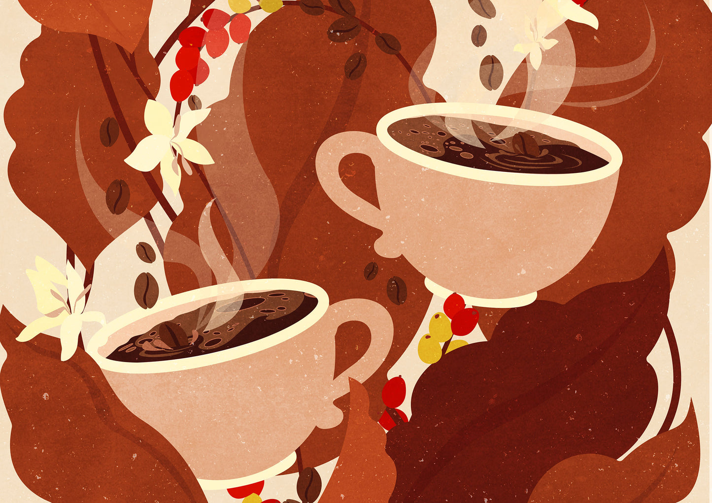 Botanical vintage Coffee poster for Modern kitchen INSTANT DOWNLOAD
