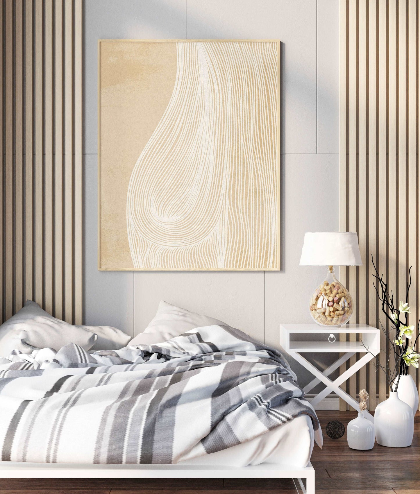 Beige abstract line female poster / Printable wall art for Bedroom wall decorI NSTANT DOWNLOAD