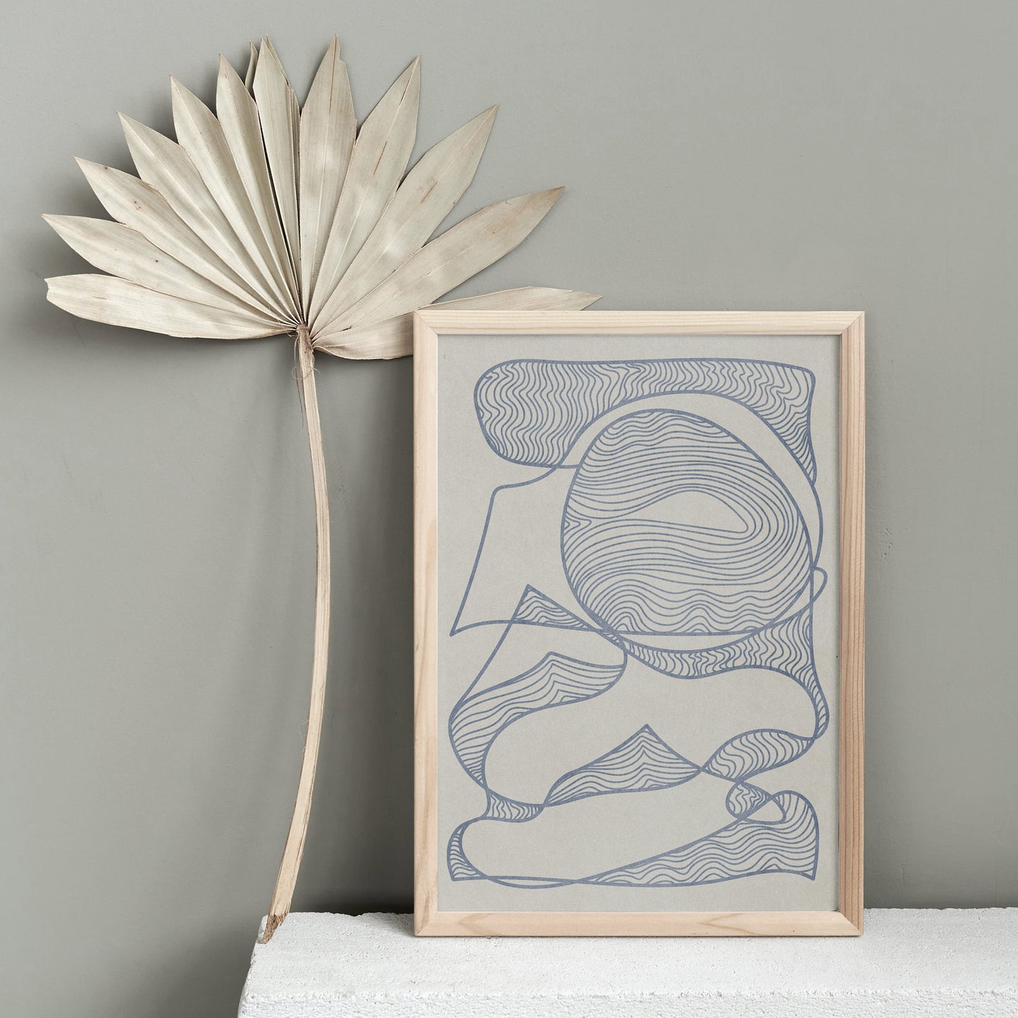 Printable wall art INSTANT DOWNLOAD Modern decoration Mid century modern Geometric large Neutral blue beige Abstract line poster Trendy bedroom decor living room office Japandi simple New first home gift thank you wife coworker digital