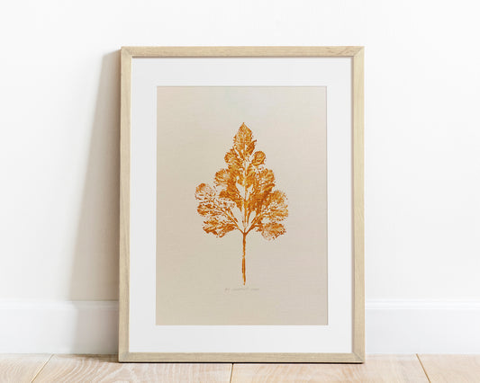 Monotype print	Bedroom wall decor	Living room wall art	Nature lover gift	Yellow ochre relief	abstract leaf Plant	Textured printmaking	Original artwork	painting farmhouse	One of a kind	cottagecore foraged	minimalist vintage	New first home block