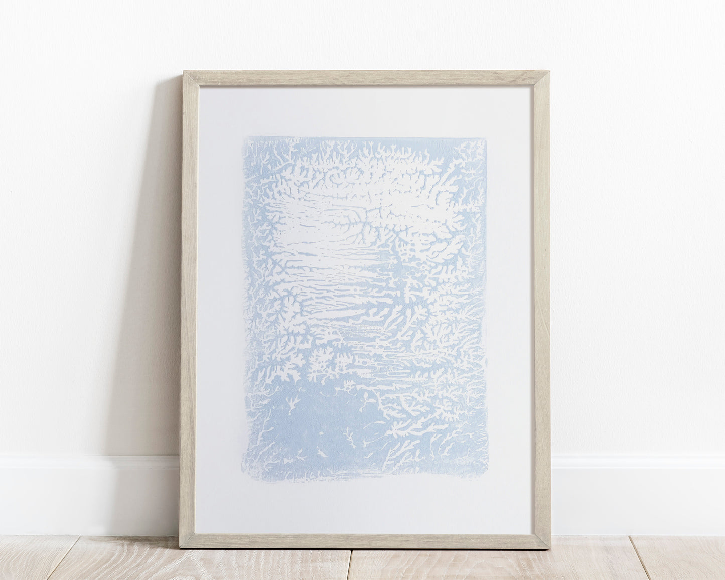 Light blue abstract relief Monotype print N2 for New home gift UNFRAMED Housewarming gift modern Living room or bedroom decor Original artwork Classical wall decor