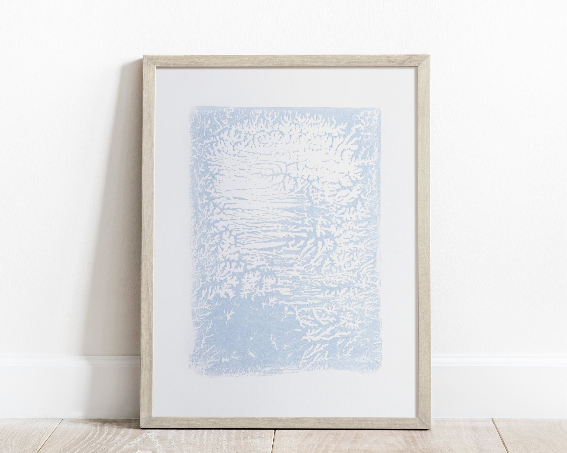 Light blue abstract relief Monotype print N2 for New home gift UNFRAMED Housewarming gift modern Living room or bedroom decor Original artwork Classical wall decor