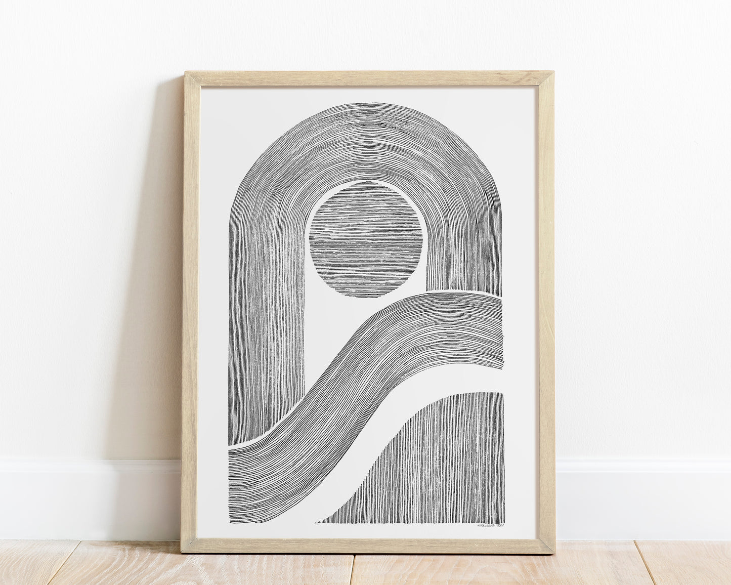 №3 Unique black and white Geometric abstract line shapes artwork for New home gift UNFRAMED for living room, or bedroom original artwork