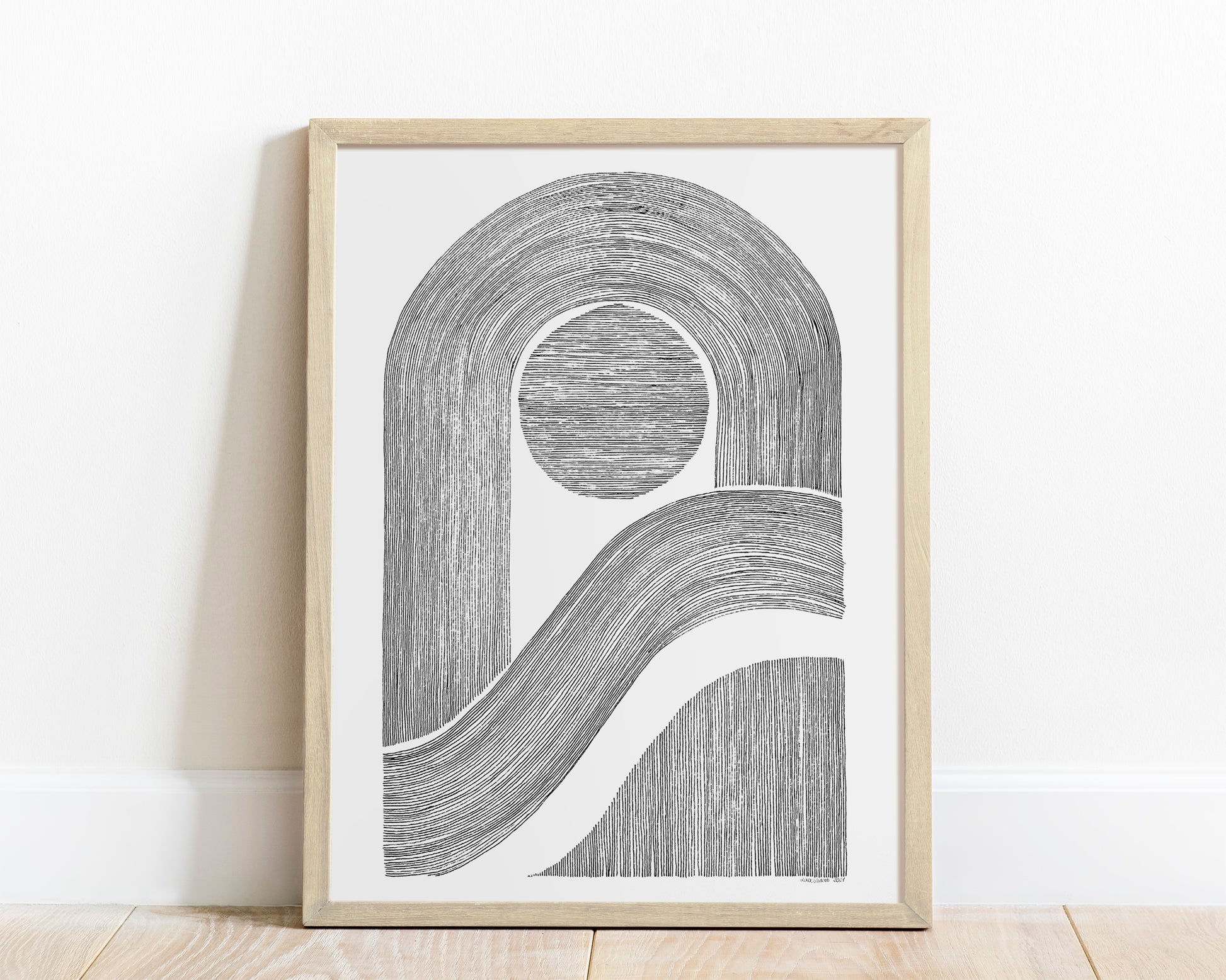 №3 Unique black and white Geometric abstract line shapes artwork for New home gift UNFRAMED for living room, or bedroom original artwork
