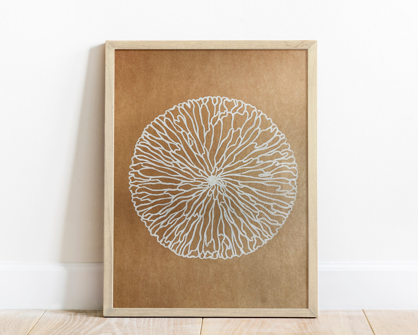 Craft and white abstract flower Linocut print 12x16in for New home gift UNFRAMED Printmaking relief print Original artwork Minimalist nature print New home gift Housewarming gift lino print linogravure