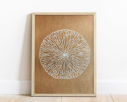 Craft and white abstract flower Linocut print 12x16in for New home gift UNFRAMED Printmaking relief print Original artwork Minimalist nature print New home gift Housewarming gift lino print linogravure