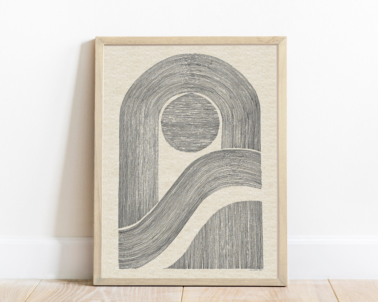 №3 Unique black and beige Geometric abstract line shapes artwork for New home gift UNFRAMED for living room, or bedroom original artwork