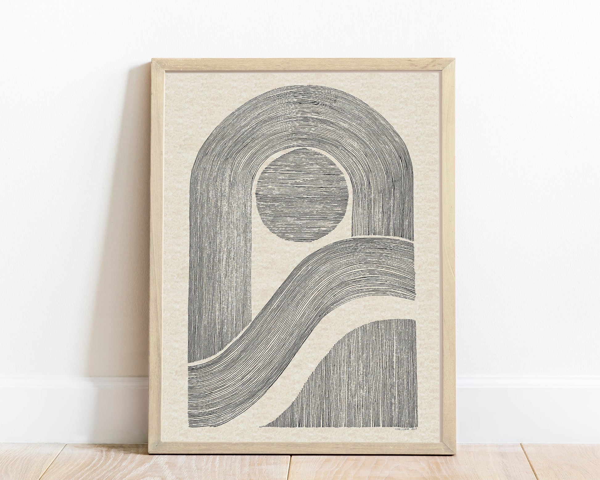 №3 Unique black and beige Geometric abstract line shapes artwork for New home gift UNFRAMED for living room, or bedroom original artwork