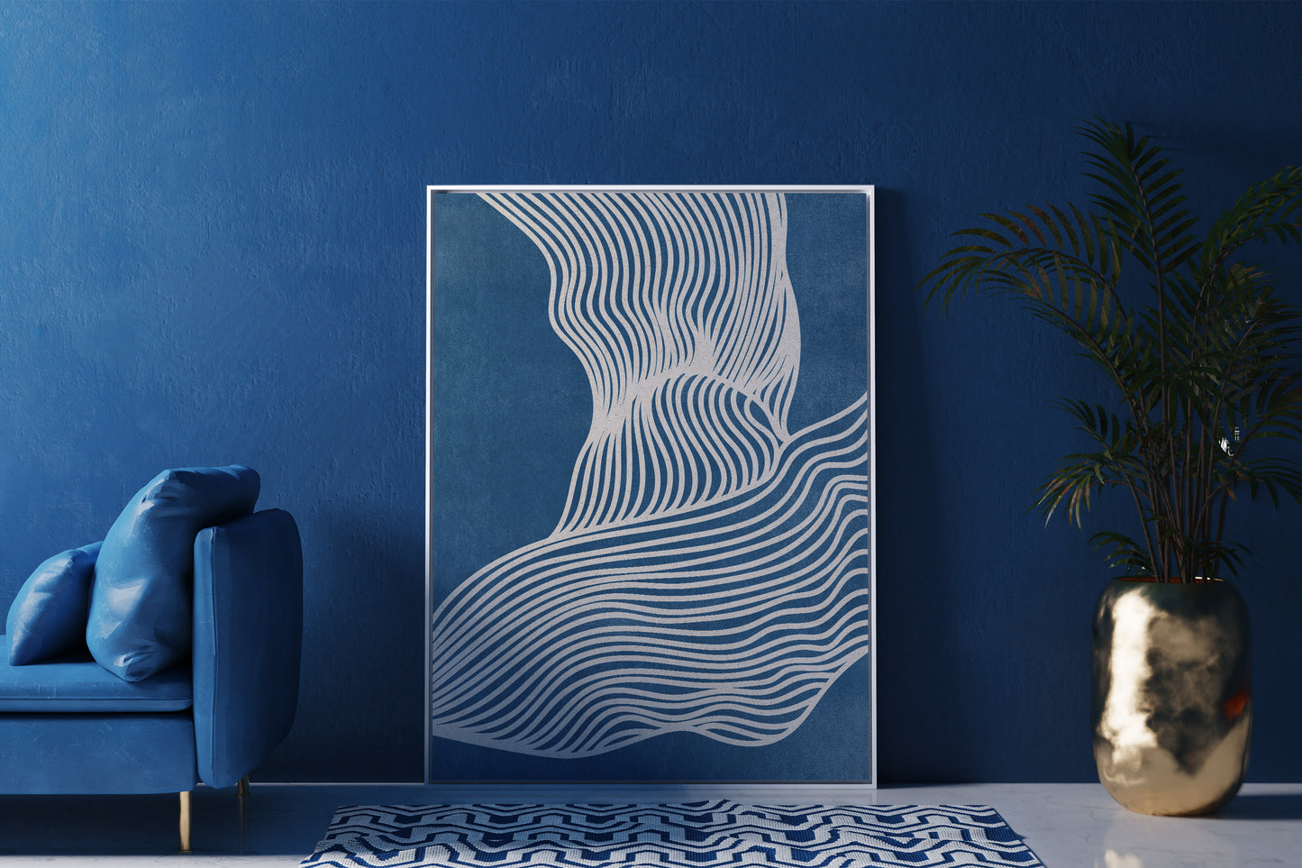 Digital download Extra large wall art Oversize Gallery wall Mid century poster Minimalist poster Geometric abstract Abstract line art Printable wall art Trendy art Living room decor Beige contemporary Navy blue poster