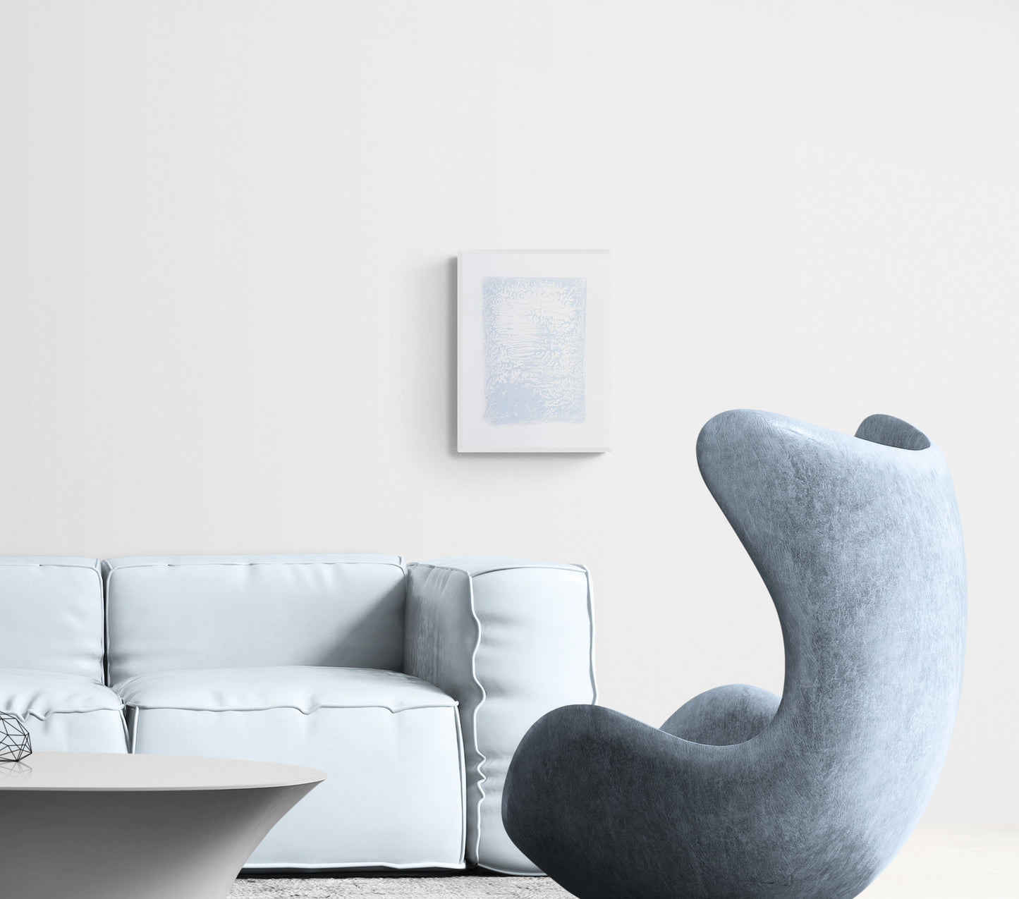 Light blue abstract relief Monotype print №2 for New home gift UNFRAMED Housewarming gift modern Living room or bedroom decor Original artwork Classical wall decor