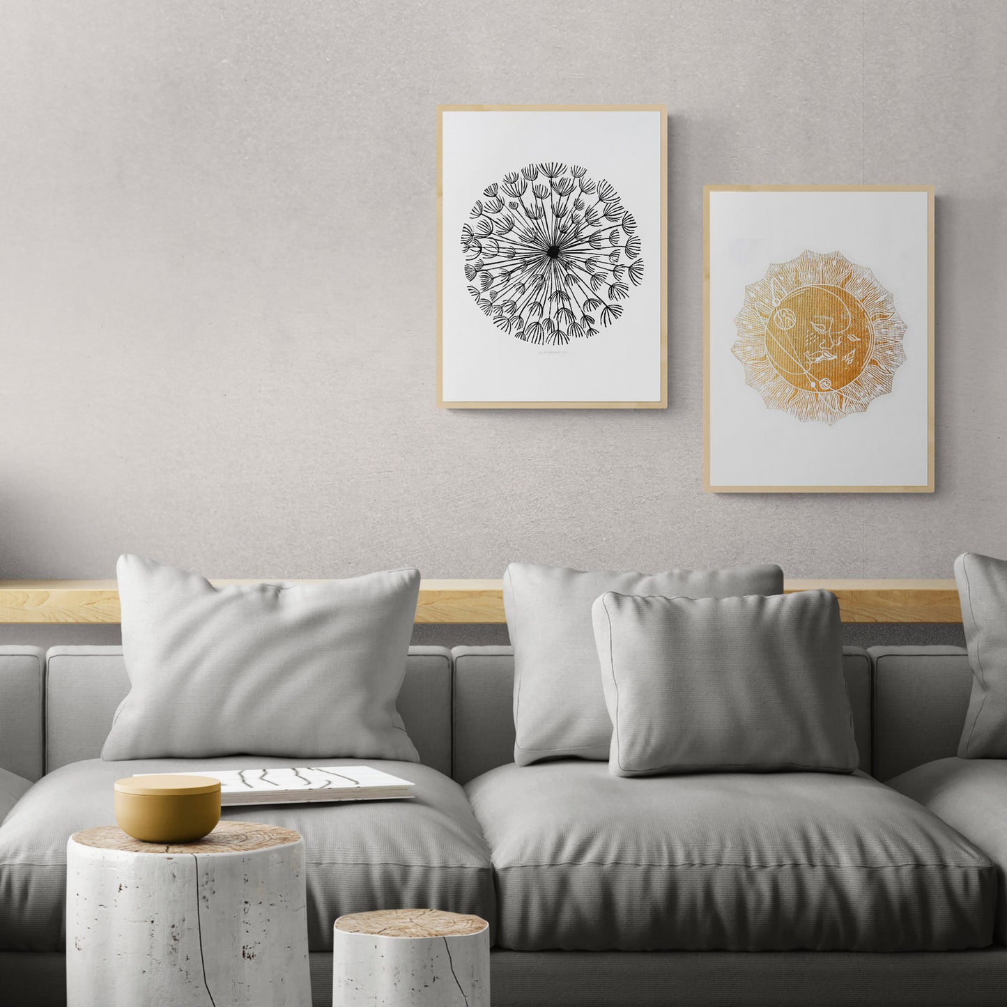 Linocut print original artwork Living room Kisses Printmaking simple Linogravure lino Boho gold moon sun kiss Printmaking relief wall art Bedroom valentines home decor block New first home gift girlfriend boyfriend wife bestfriend black and white
