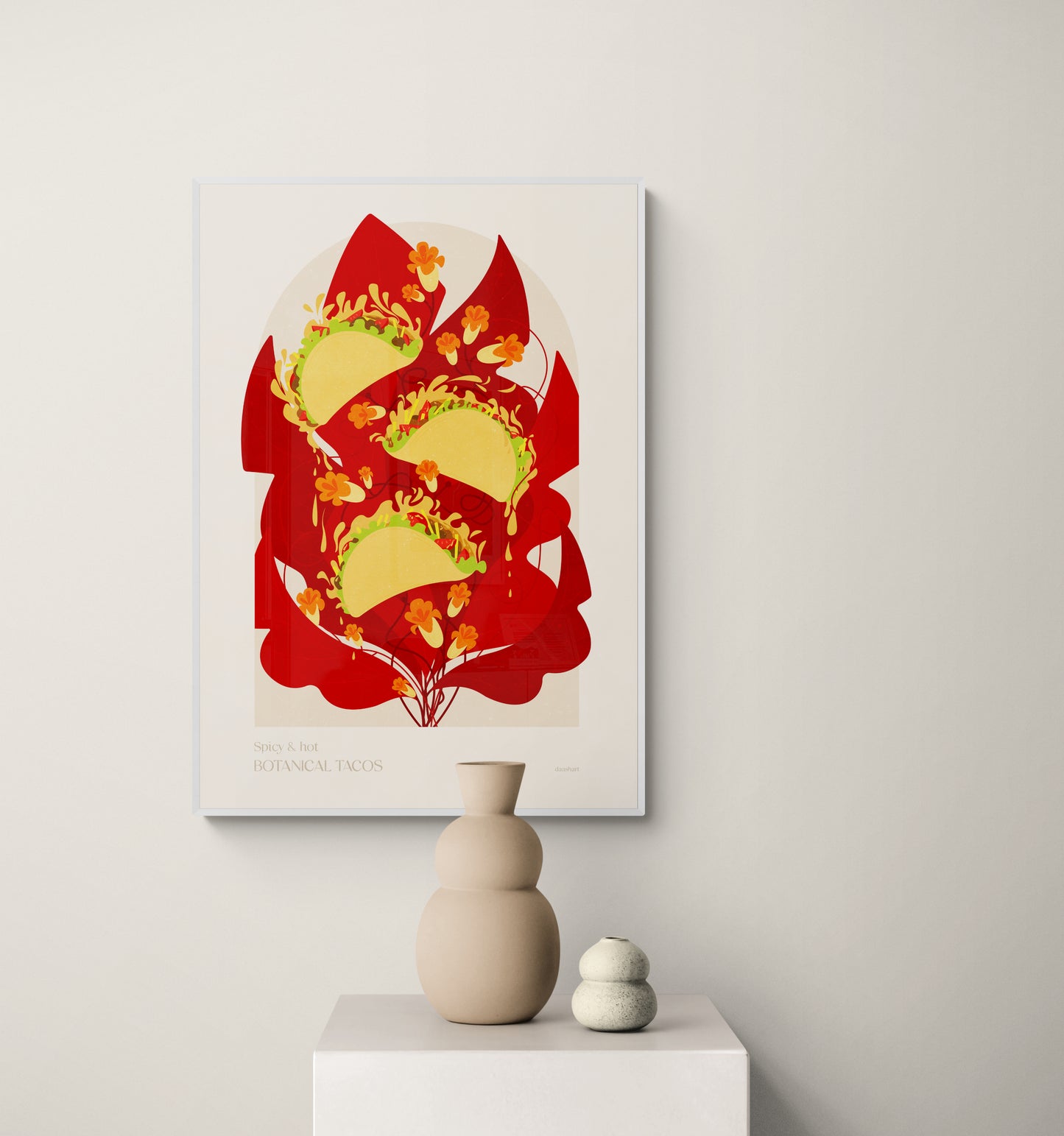 Botanical vintage tacos poster for modern kitchen and dining room decor Printable wall art INSTANT DOWNLOAD