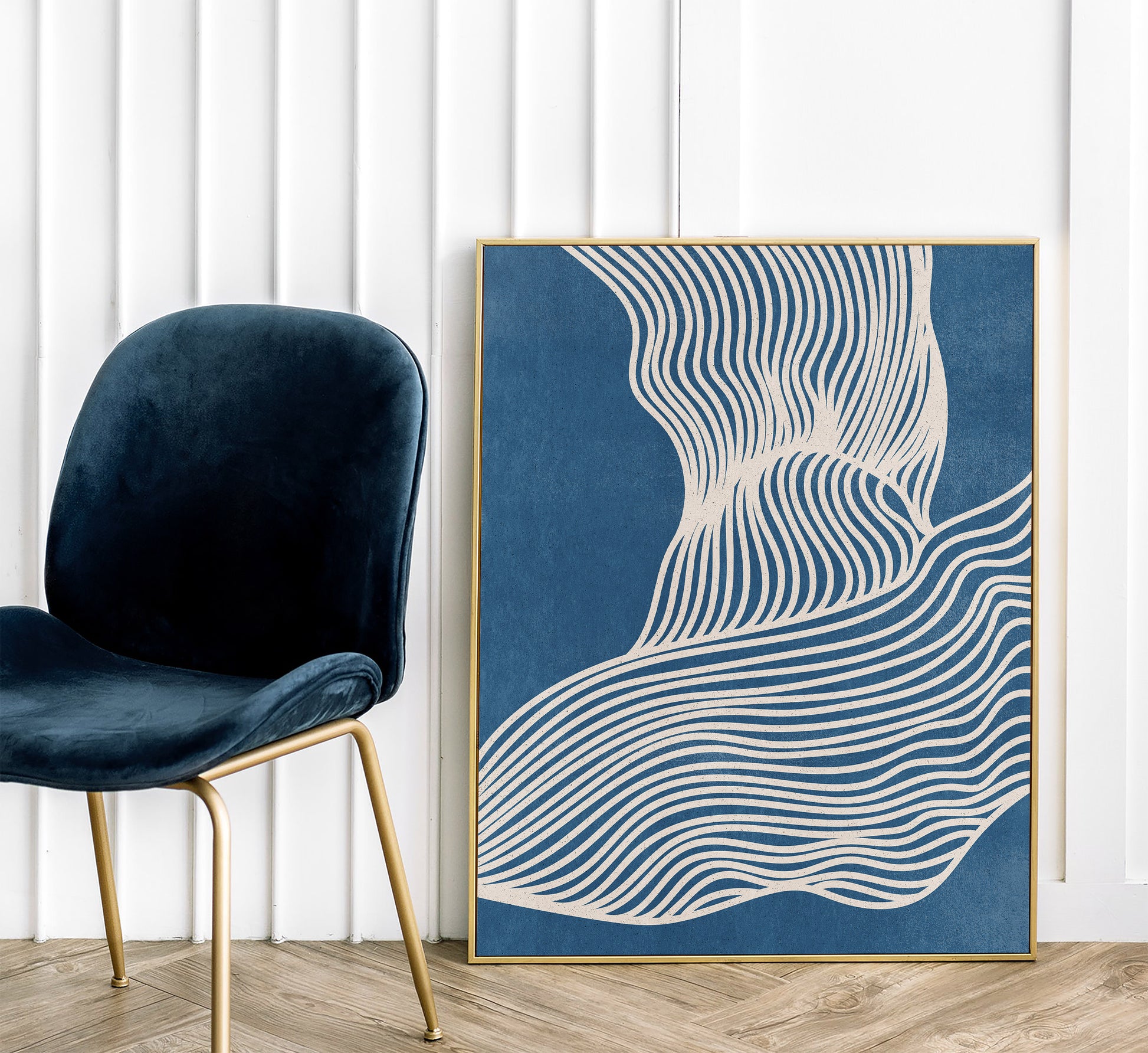 Digital download	Extra large wall art	Oversize	Gallery wall	Mid century poster	Minimalist poster	Geometric abstract	Abstract line art	Printable wall art	Trendy art	Living room decor	Beige contemporary	Navy blue poster