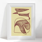 Trendy 2026 color palette butter yellow and burgundy abstract nature lines digital poster N2