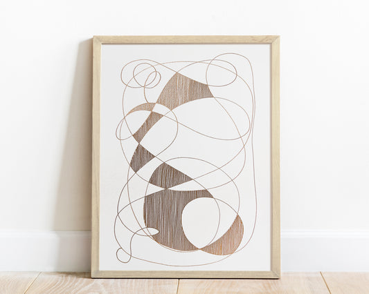№8 Unique bronze geometric abstract line shapes artwork for New home gift UNFRAMED for living room, or bedroom original artwork