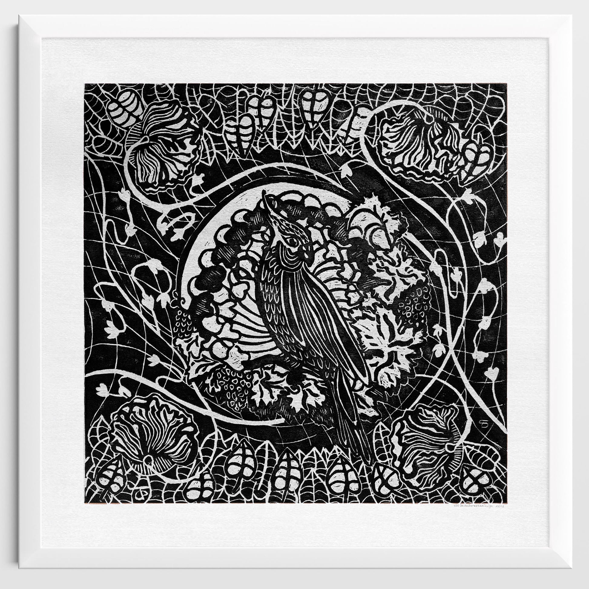 Lino print Linogravure Linocut print Cockatiel parrot art Flower wall art Original artwork Botanical print Nature lover gift art nouveau artwork Large floral decor Black blue parrot Bedroom wall decor	Printmaking relief Handmade Kids room Living room Workspace Bedroom decor New first home gift decoration acssessories