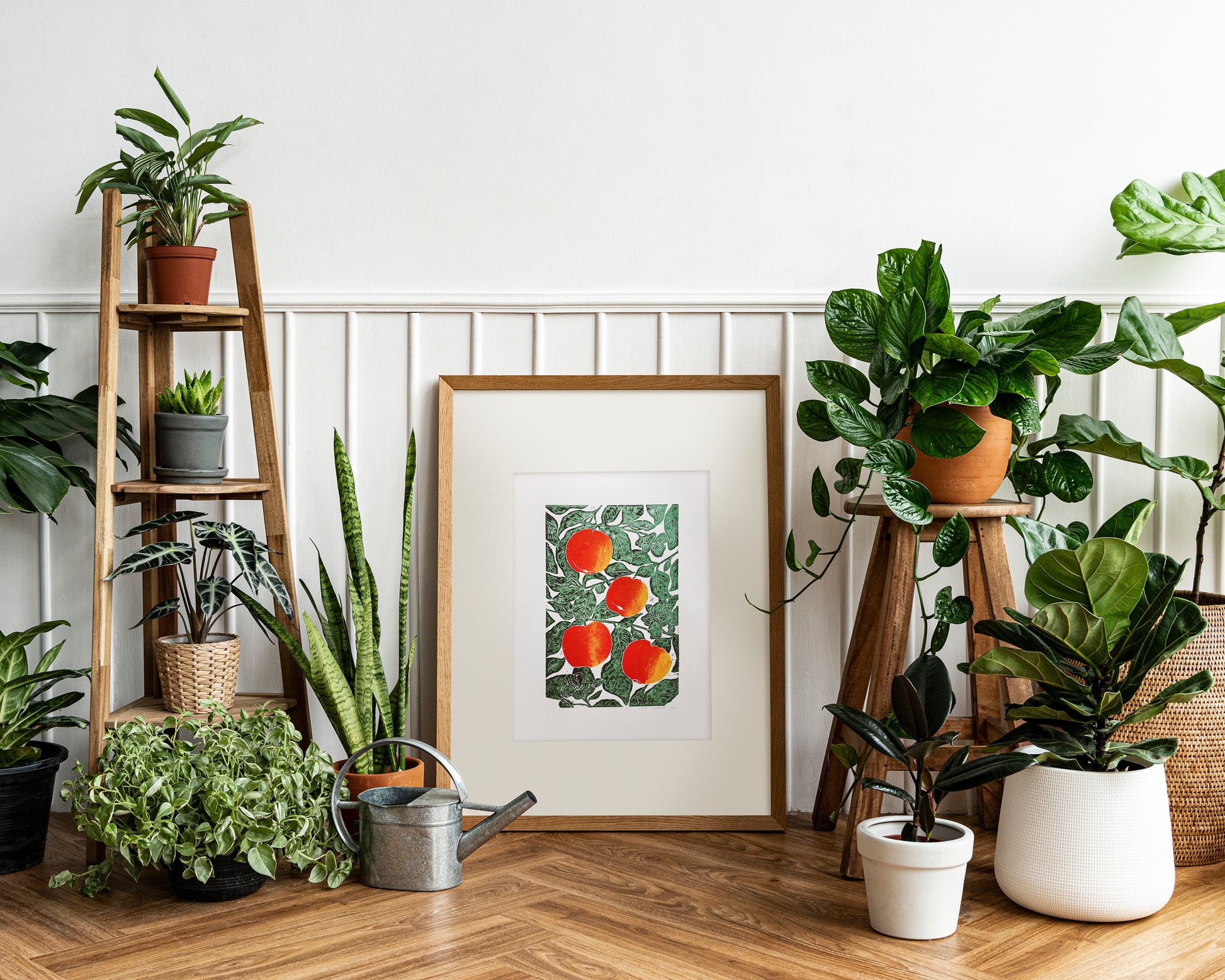 Gallery wall set of 2 Linocut print Yellow pears and red apples Botanical wall art for farm kitchen art and nature lover gift UNFRAMED 12x16 / lino print, relief print, original artwork, block print, printmaking, linogravure, new home gift, housewarming, nature lovers gift, living room, dining room